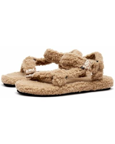 ARIZONA LOVE Trekky Faux Fur Sandals - Natural