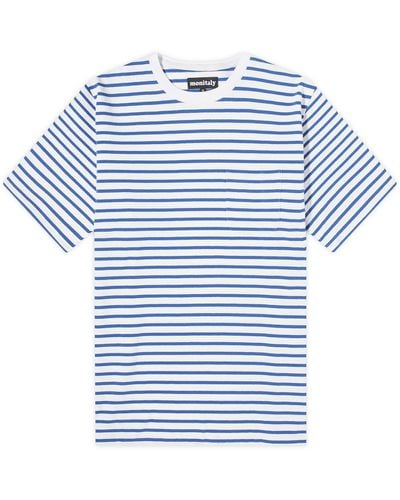 Monitaly Japanese Cotton Stripe T-Shirt - Blue