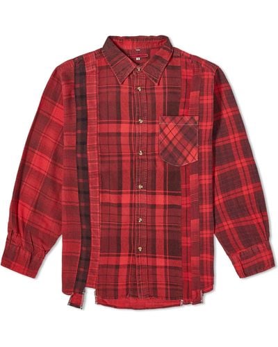 Needles Rebuild 7 Cuts Over Dyed Flannel Shirt - Red