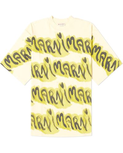 Marni Big Logo Stripe T-Shirt - Yellow