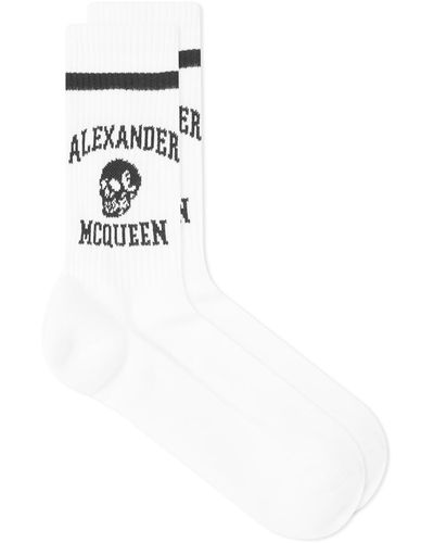 Alexander McQueen Varsity Skull Logo Sock - White