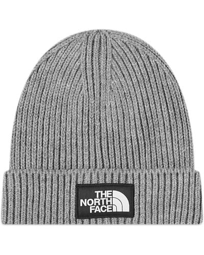 The North Face Logo Box Cuffed Beanie - Grey