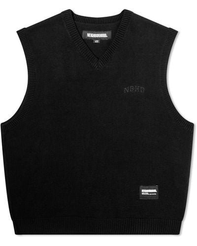 Neighborhood Plain Knitted Vest - Black
