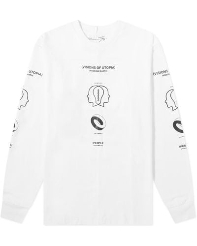 Space Available Long Sleeve Upcycled Utopia T-Shirt - White