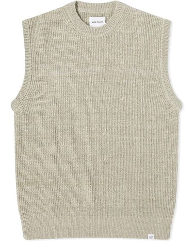 Norse Projects Manfred Wool Cotton Rib Vest Sediment - Natural