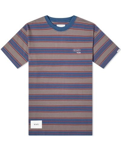 WTAPS 08 Striped Crew Neck T-Shirt - Blue