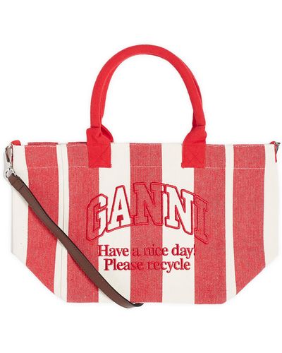 Ganni Small Easy Shopper Bag - Red