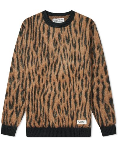Wacko Maria Leopard Mohair Crew Sweater - Multicolor