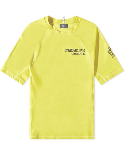 3 MONCLER GRENOBLE Technical Embossed Logo T-Shirt - Yellow