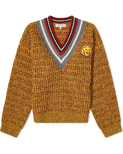 Maison Kitsuné Fox Head Crafty Comfort Sweater - Brown