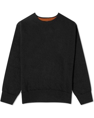 MHL by Margaret Howell Contrast Stitch Crew Knit - Black