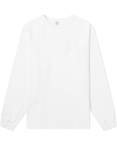 Velva Sheen Long Sleeve Pigment Dyed Pocket T-Shirt - White