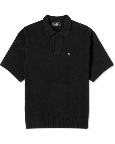 Represent Boucle Textured Knit Polo Shirt - Black