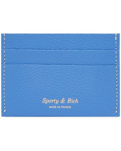 Sporty & Rich Grained Leather Card Holder - Blue