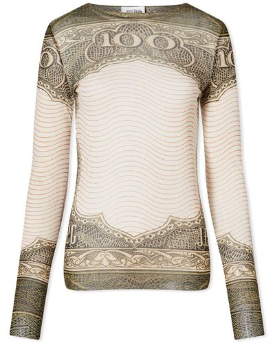 Jean Paul Gaultier Cartouche Mesh Long Sleeve Top - Grey