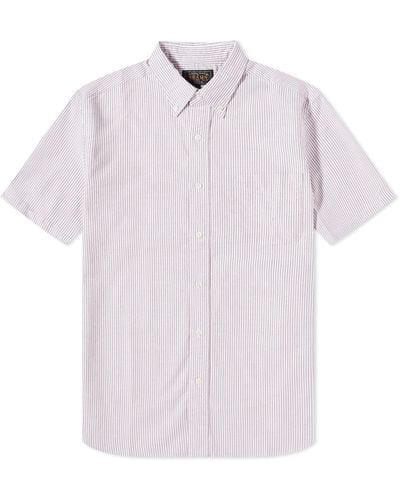 Beams Plus Bd Candy Stripe Short Sleeve Shirt - Purple