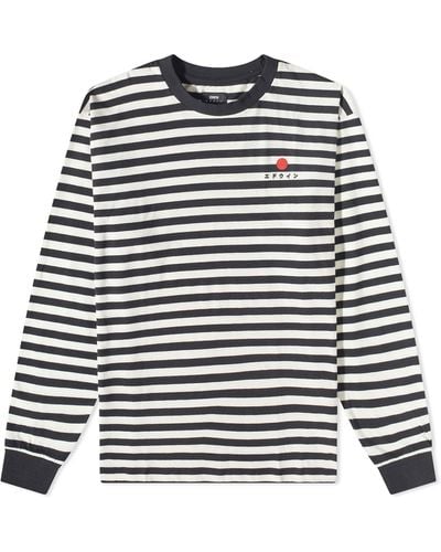 Edwin Long Sleeve Basic Stripe T-shirt - Blue