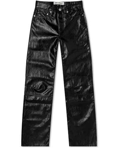 Our Legacy Linear Moto Faux Leather Trousers - Black