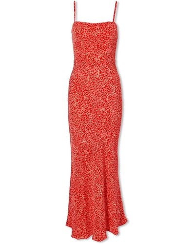 ROTATE BIRGER CHRISTENSEN Fine Jacquard Midi Slip Dress - Red