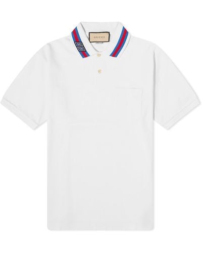 Gucci Collar Logo Polo Shirt - White