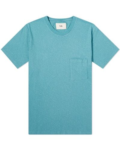Folk Pocket Nep Assembly T-Shirt - Blue