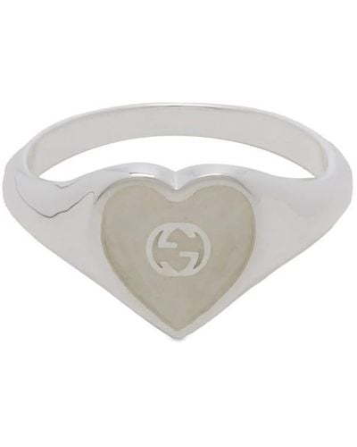 Gucci Heart Enamel Ring - Metallic