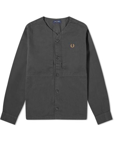 Fred Perry Collarless Overshirt - Gray