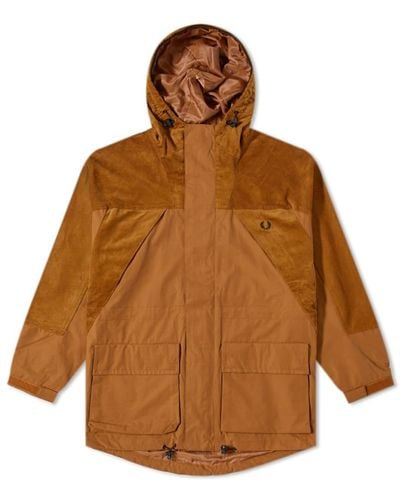 Fred Perry Cord Hooded Jacket - Brown