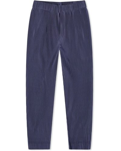 Homme Plissé Issey Miyake Pleated Tapered Trousers - Blue