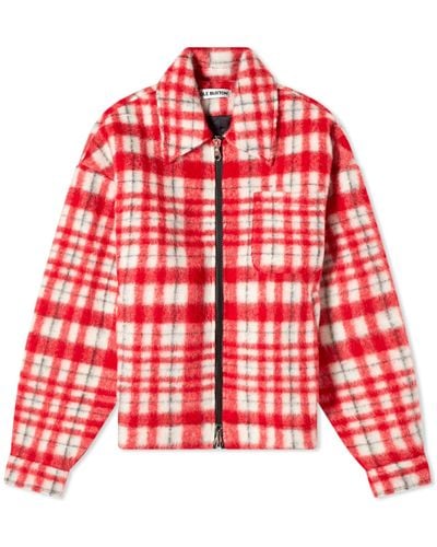 Cole Buxton Wool Check Overshirt - Red