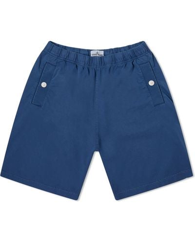 Stone Island Marina Garment Dyed Sweat Shorts - Blue