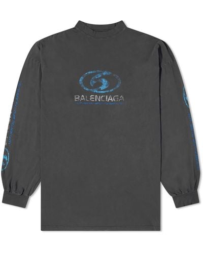 Balenciaga Surf Logo Longsleeve T-Shirt - Gray