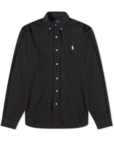 Polo Ralph Lauren Pique Button Down Oxford Shirt - Black