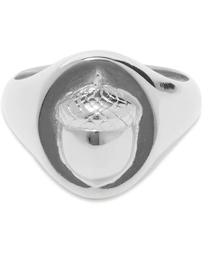 A.P.C. Acorn Signet Ring - Metallic