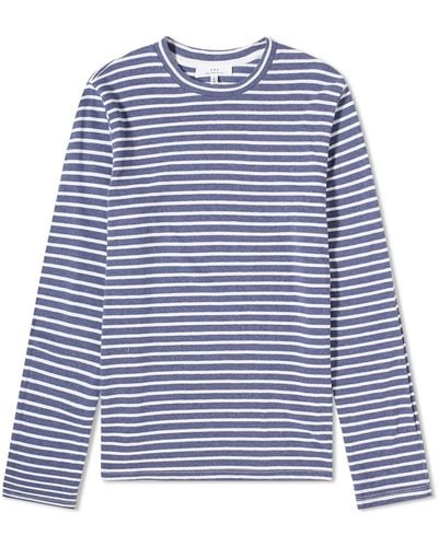 Save Khaki Organic Hemp Stripe Long Sleeve T-Shirt - Blue