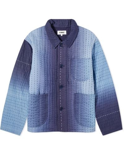 YMC Kantha Quilted Labour Chore Jacket - Blue