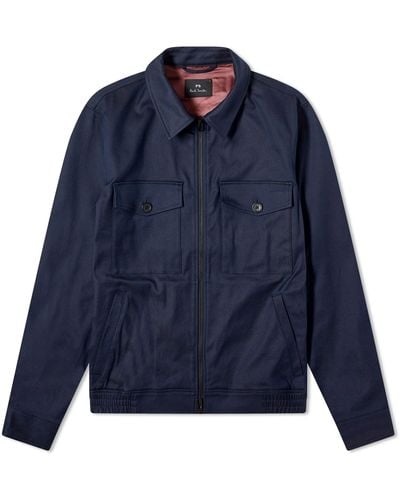 Paul Smith Cotton Zip Jacket - Blue