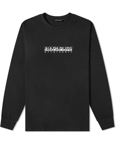 Napapijri Long Sleeve Box Logo T-Shirt - Black