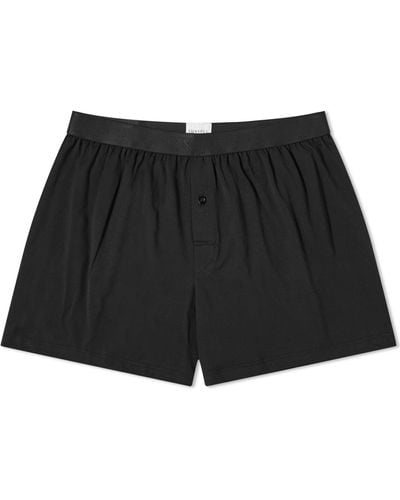 Sunspel Superfine One Button Boxer Shorts - Black