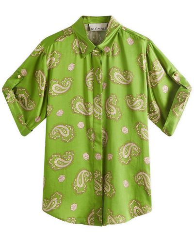 ALÉMAIS Dice Silk Shirt - Green