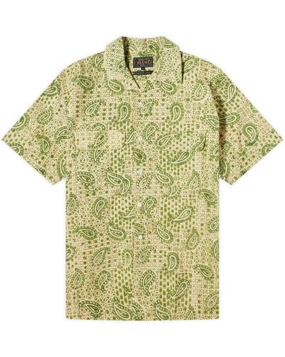 Beams Plus Open Collar Block Print Shirt - Green