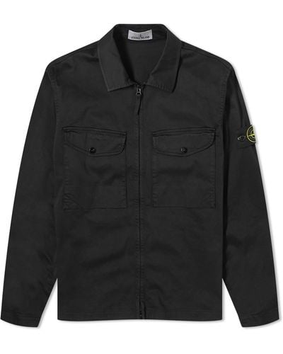 Stone Island Stretch Cotton Double Pocket Shirt Jacket - Black