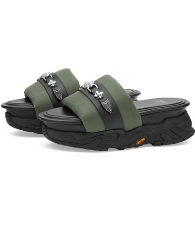 Toga Platform Slider Sandals - Green