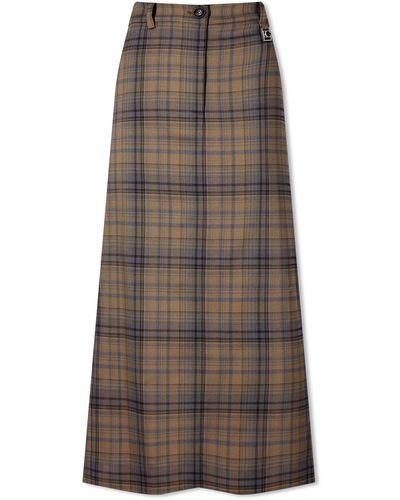 Low Classic Checked Maxi Skirt - Brown