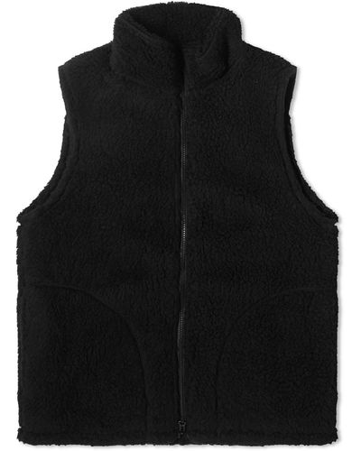 Beams Plus Stand Collar Boa Fleece Vest - Black