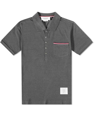 Thom Browne Mercerised Pique Pocket Polo Shirt - Black