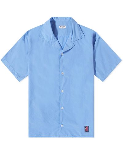 Reception Daily Short Sleeve Bowling Shirt - Blue