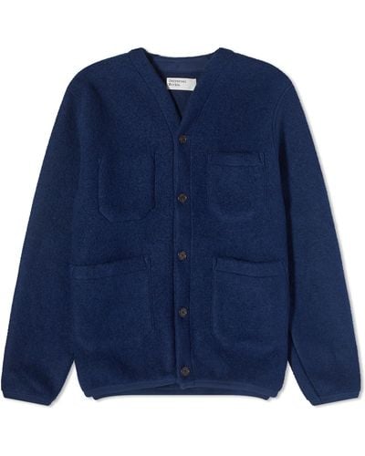 Universal Works Wool Fleece Cardigan - Blue