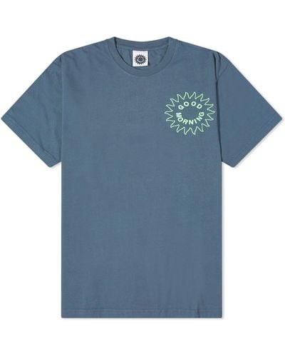 Good Morning Tapes Sun Logo T-Shirt - Blue
