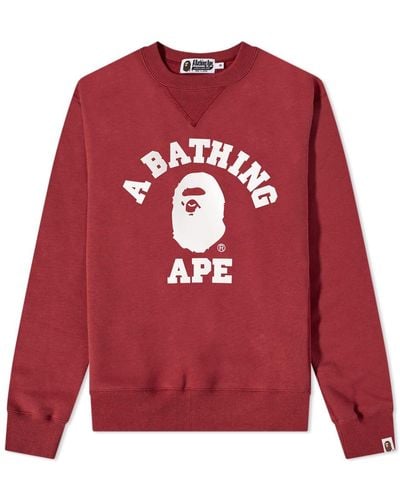 A Bathing Ape College Crew Sweat - Red